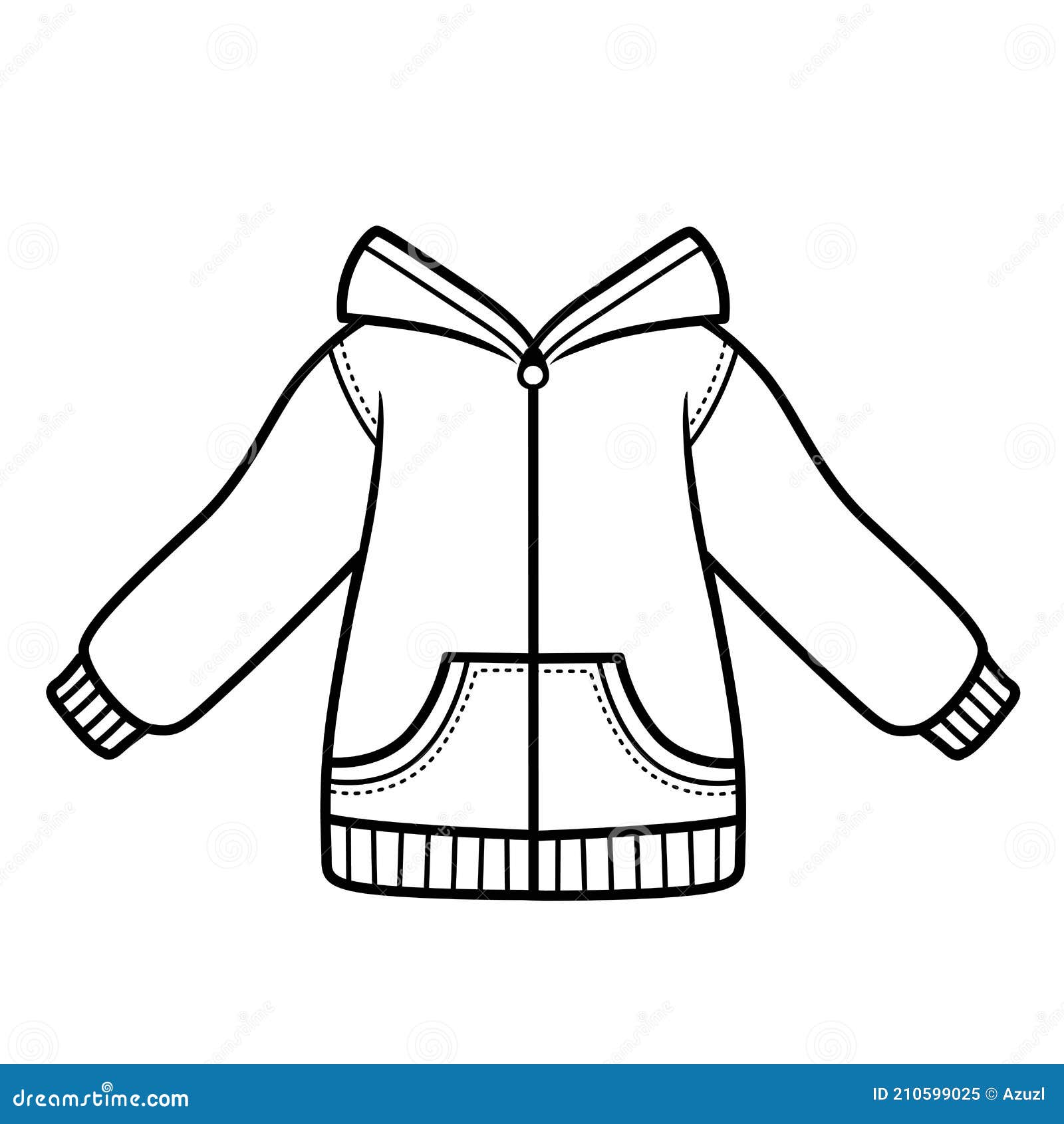 Sweatshirt with a Hood Zipped for Boy Outline for Coloring on White ...