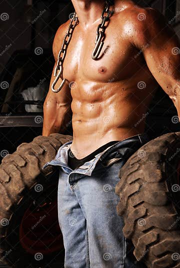 Sweaty Mechanic stock image. Image of power, unzipped - 12828927