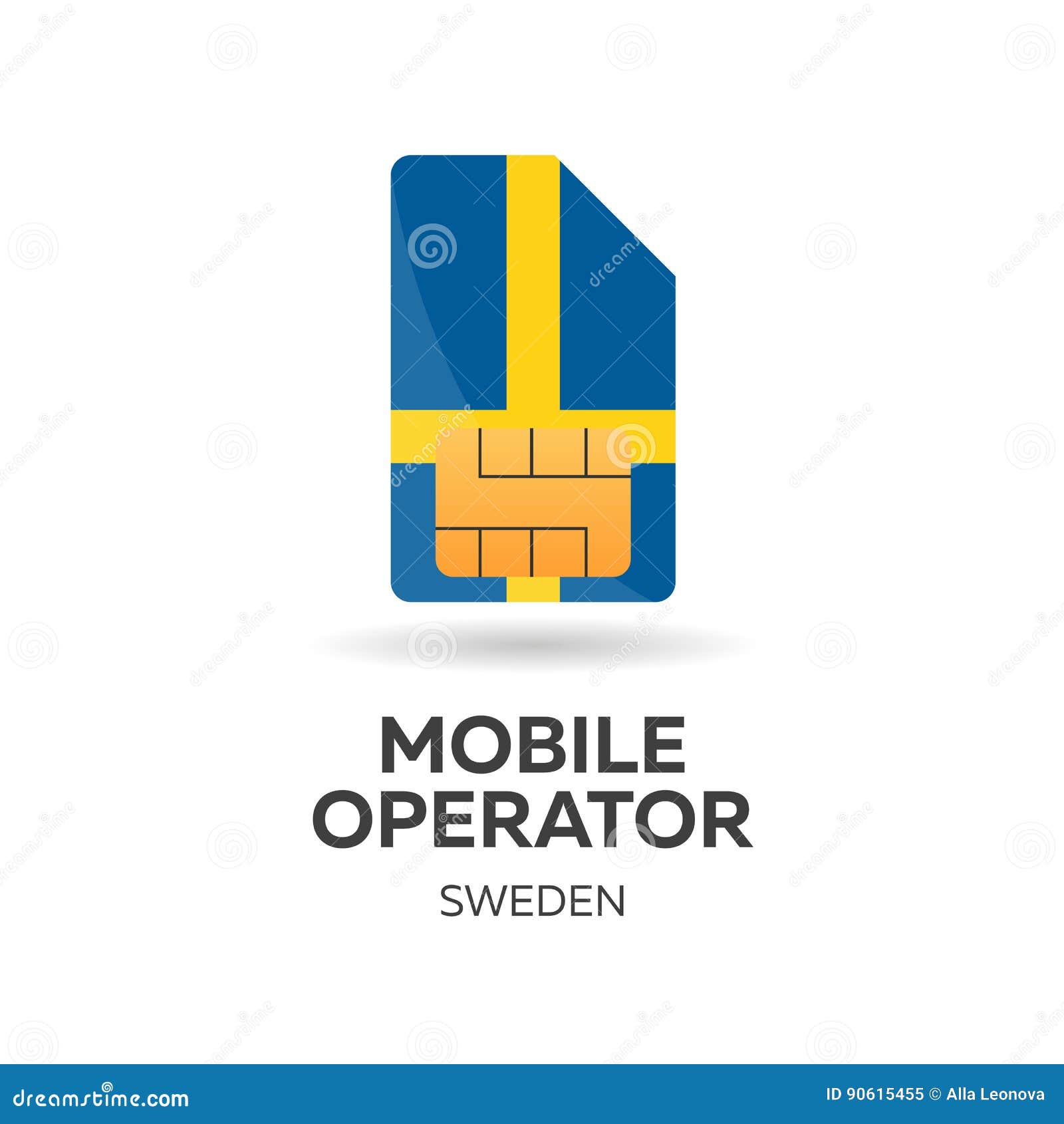 Sweden Mobile Operator. SIM Card with Flag. Vector Illustration. Stock