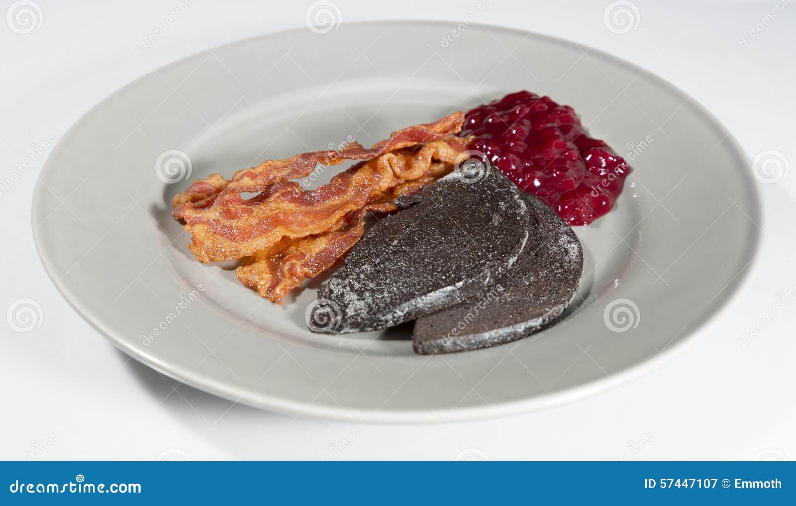 Swedish Blood Pudding With Bacon And Lingonberry Jam Stock Image