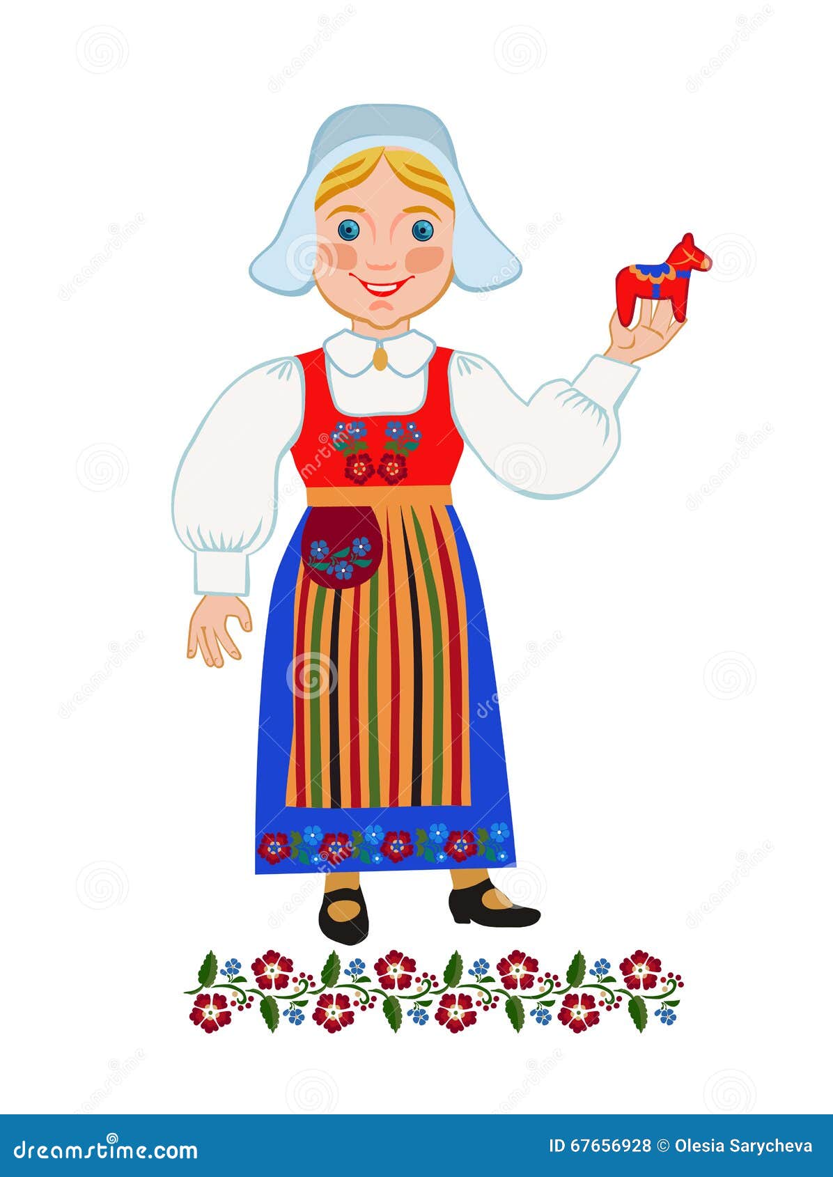 Swedish Girl Holding Souvenir Stock Vector - Illustration of cute ...