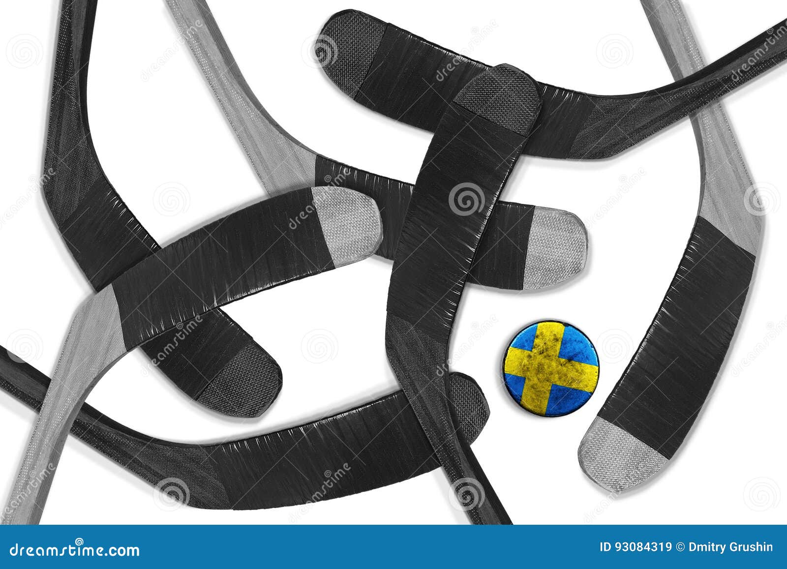 Swedish Puck and Hockey Sticks Stock Image Image of period, plastic 93084319