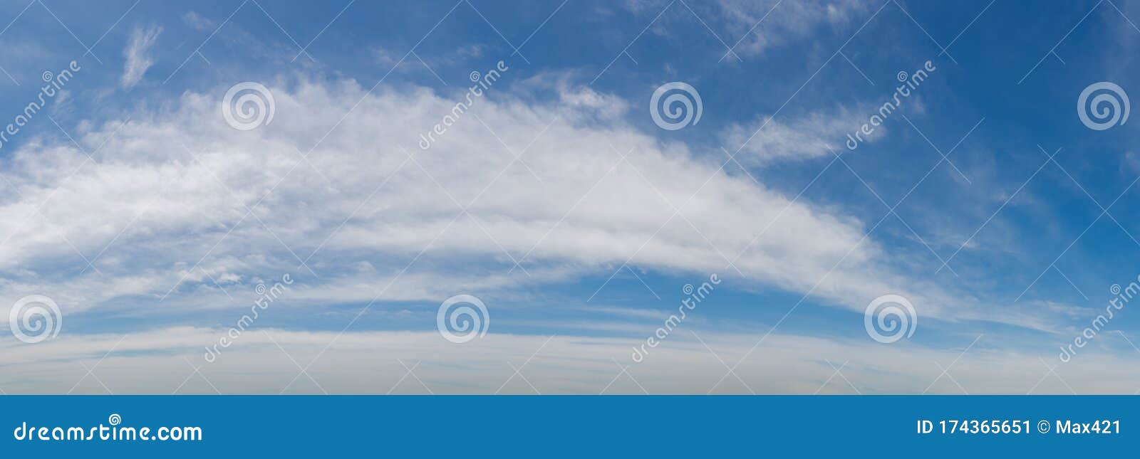 Sweeping Clouds Floating Across Blue Sky Panorama Stock Image Image