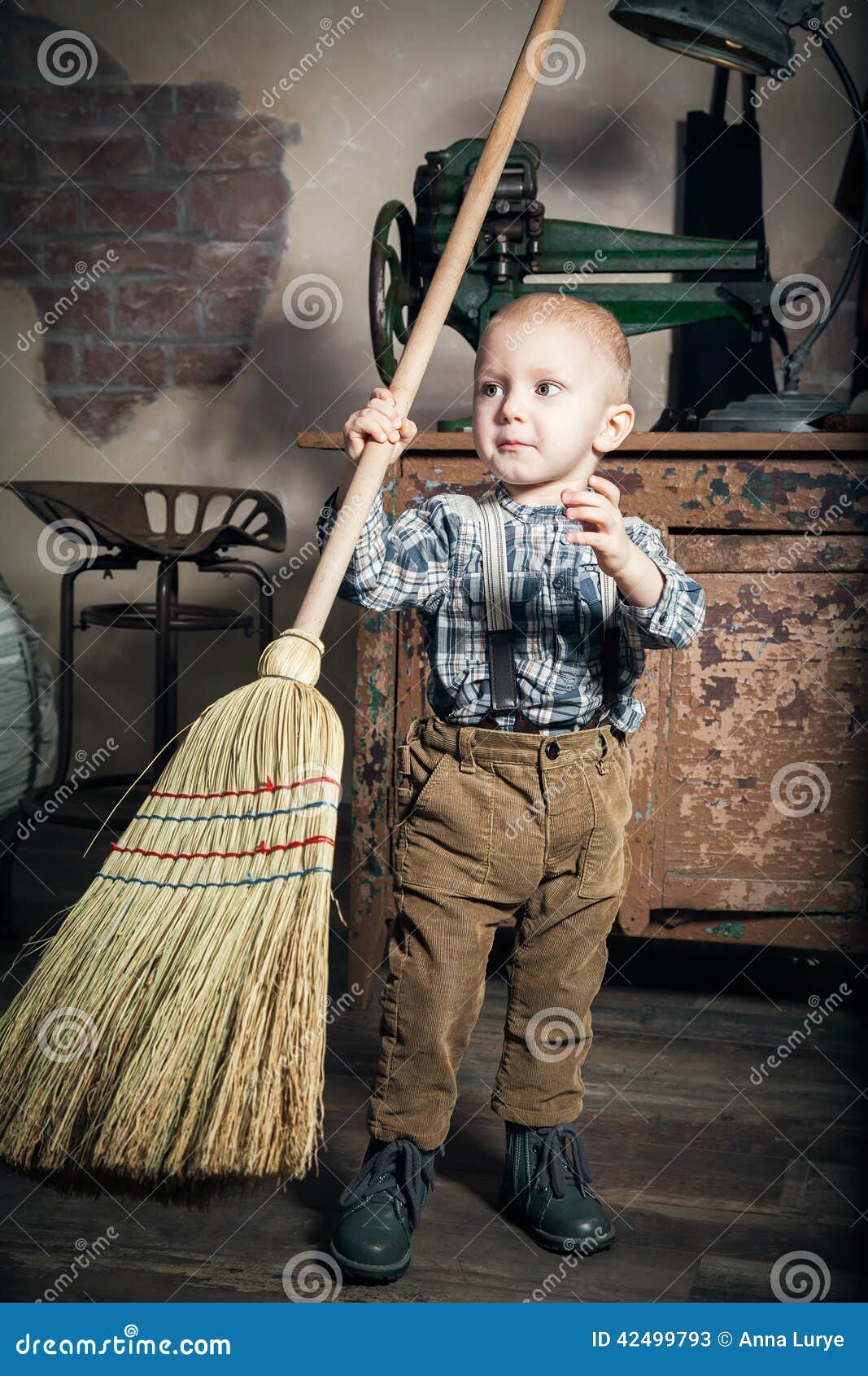 Sweeping little boy stock image. Image of retro, sweeping - 42499793