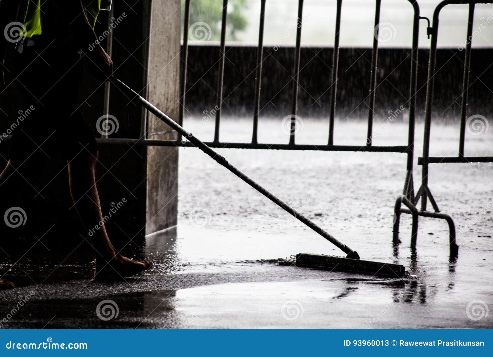 Sweeping water stock image. Image of service, worker 93960013