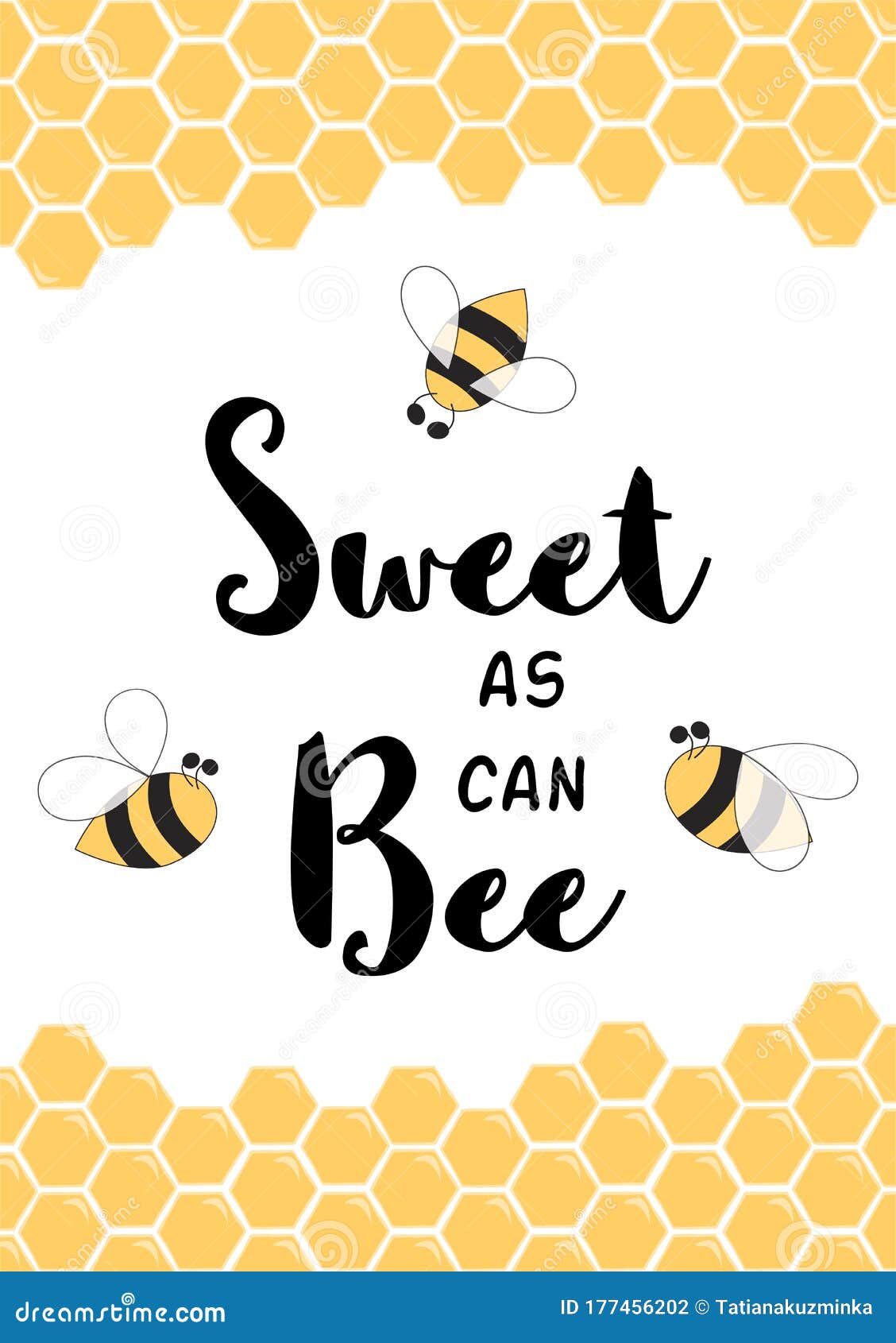 Sweet As Can Bee Cute Love Quote Positive Phrase with Honeycombe ...