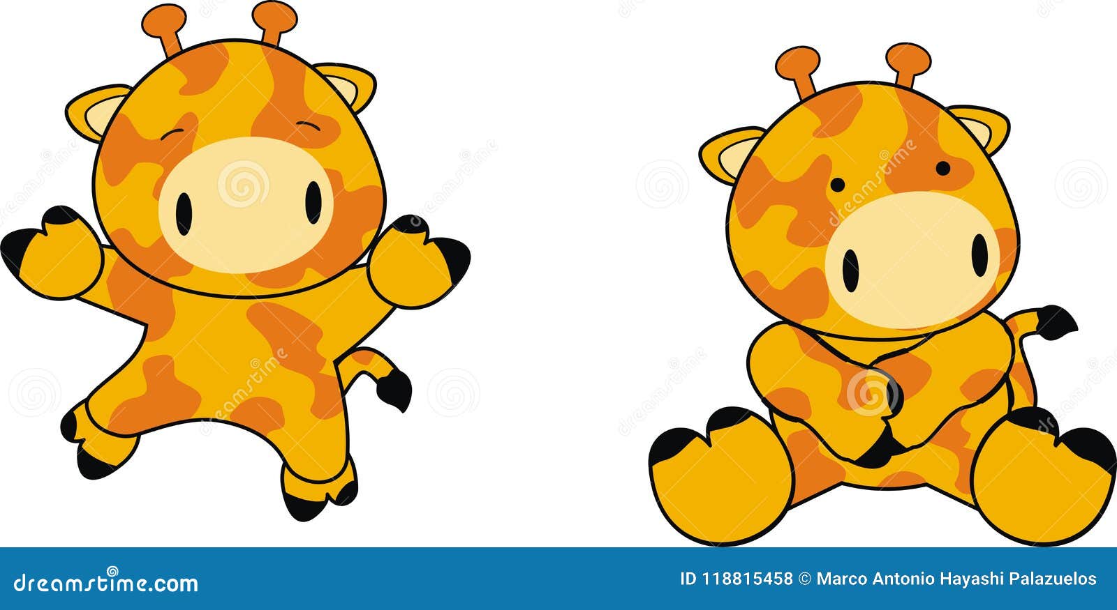 Download Sweet Baby Giraffe Cartoon Set Stock Vector - Illustration ...