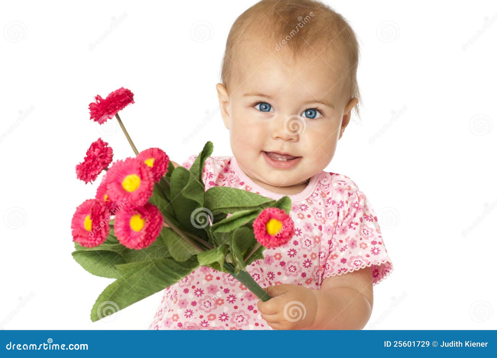 Sweet baby with flowers stock image. Image of face, sitting 25601729