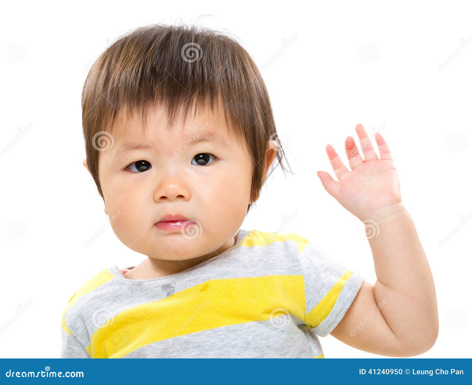 Sweet baby girl wave arm stock photo. Image of isolated 41240950