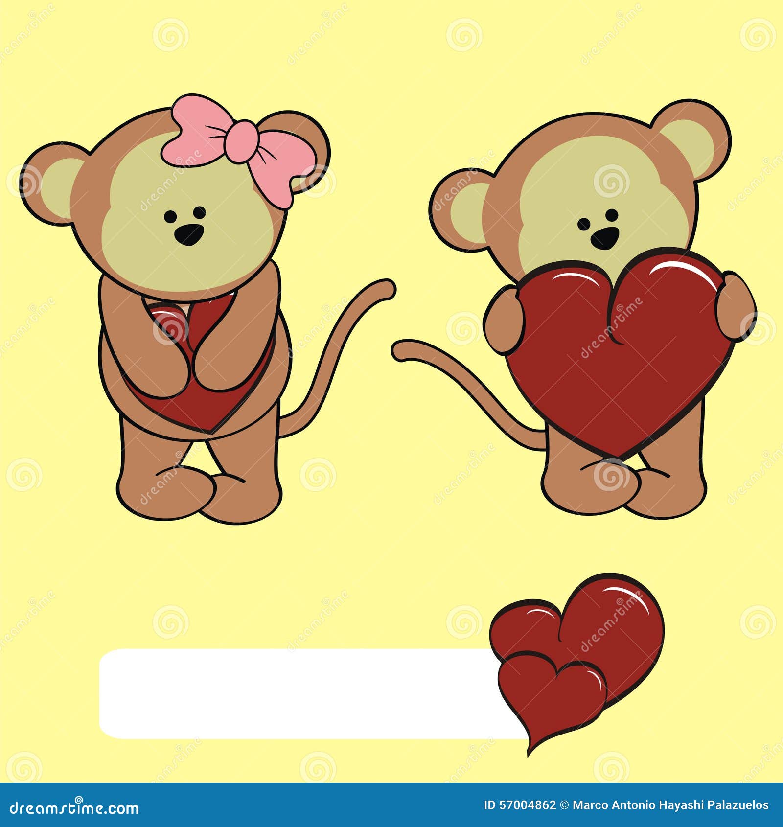  Sweet  Baby Monkey Cartoon  Love  Set Stock Vector 