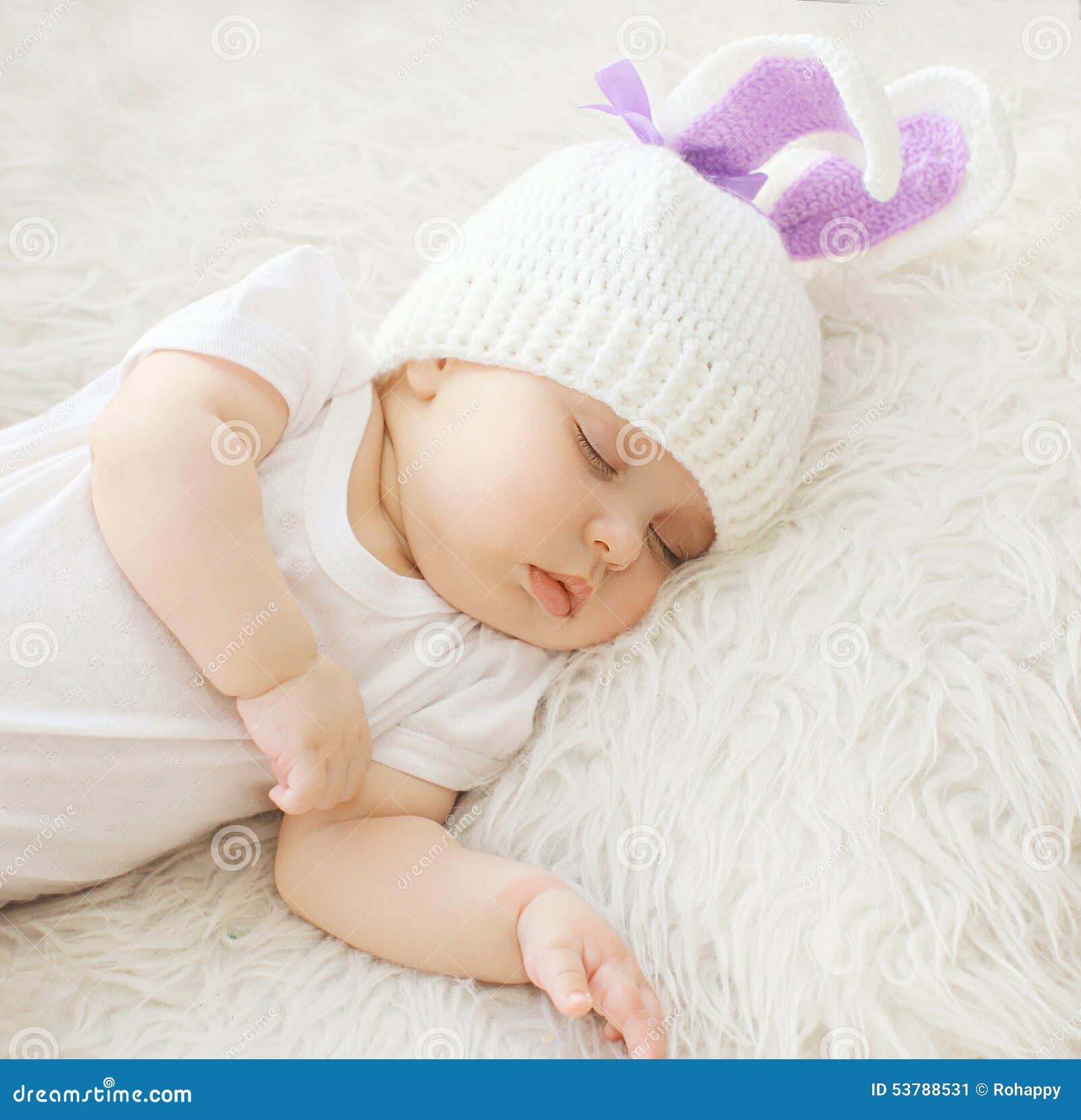 Sweet Baby Sleeping at Home on the Bed Stock Image Image of home