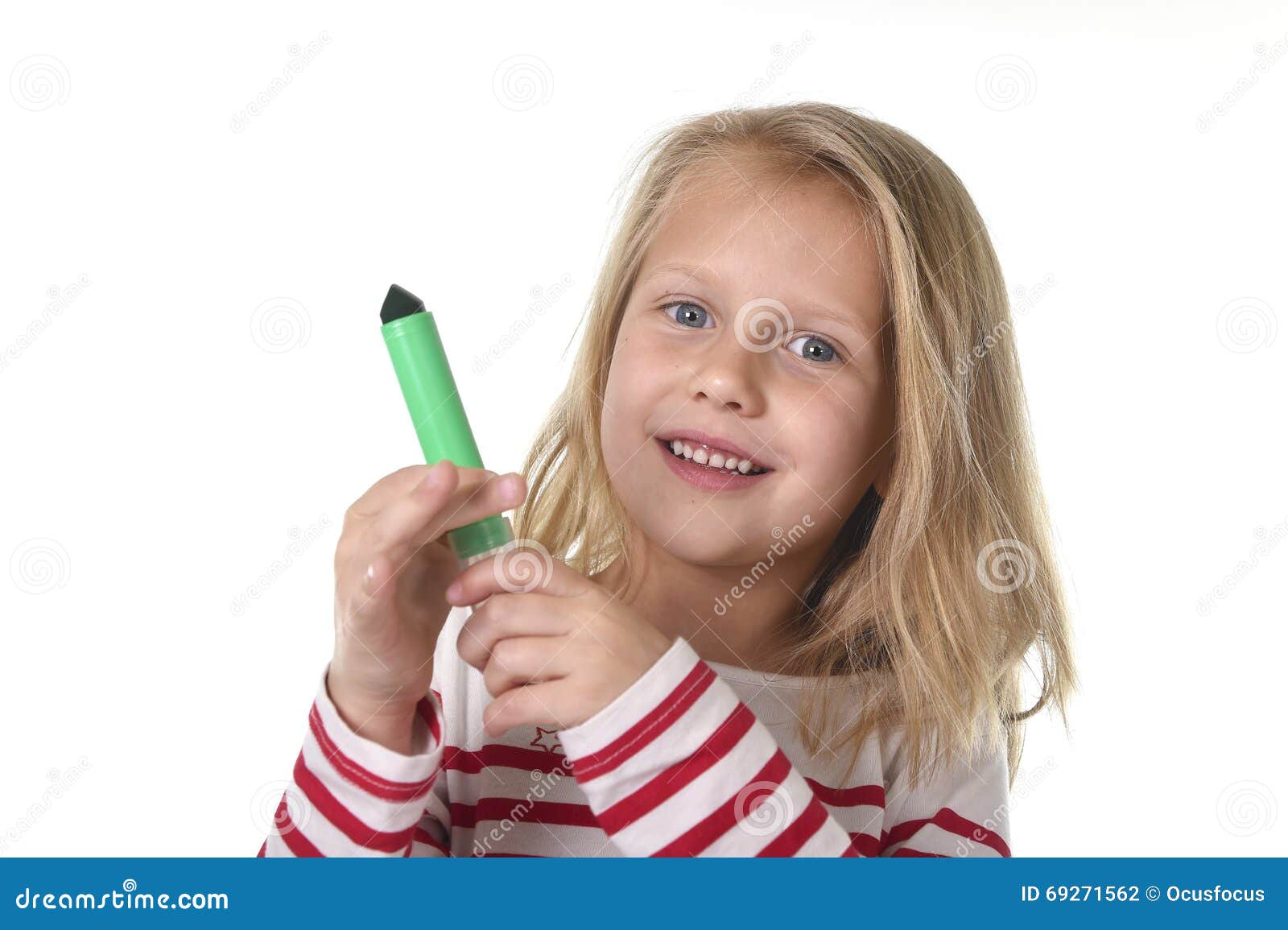 Sweet Beautiful Female Child Holding Drawing And Writing Marker