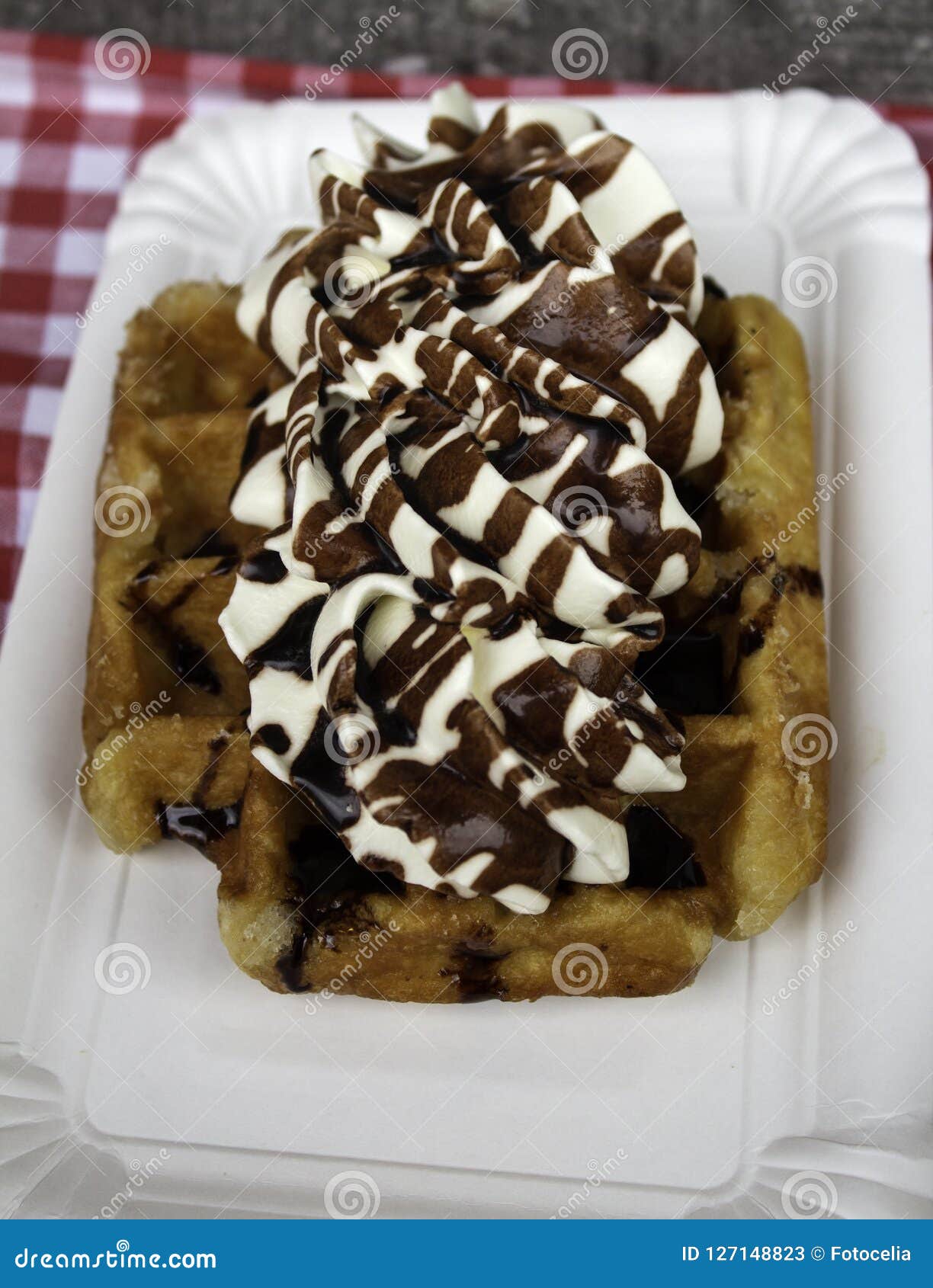 Sweet Belgian waffle stock image. Image of calories 127148823
