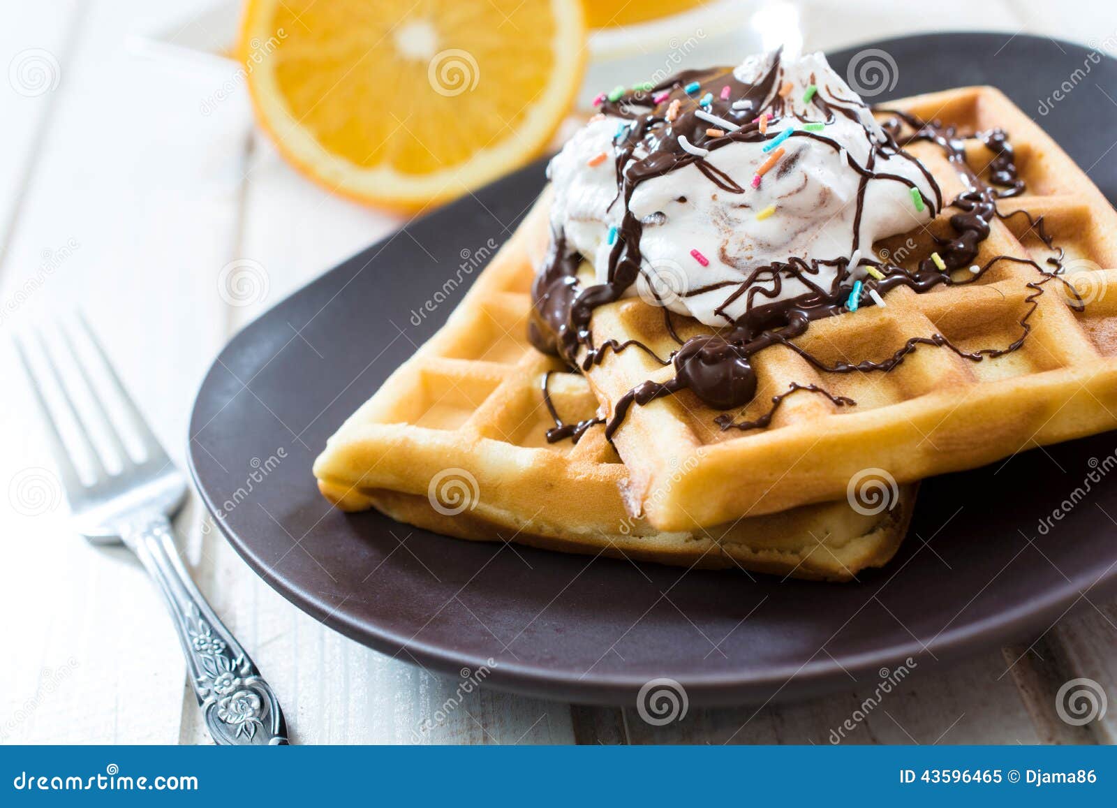 Sweet Belgian waffles stock image. Image of gastronomy 43596465