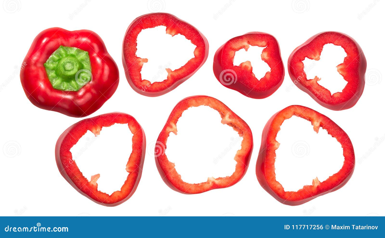 sweet bell pepper slices, top view