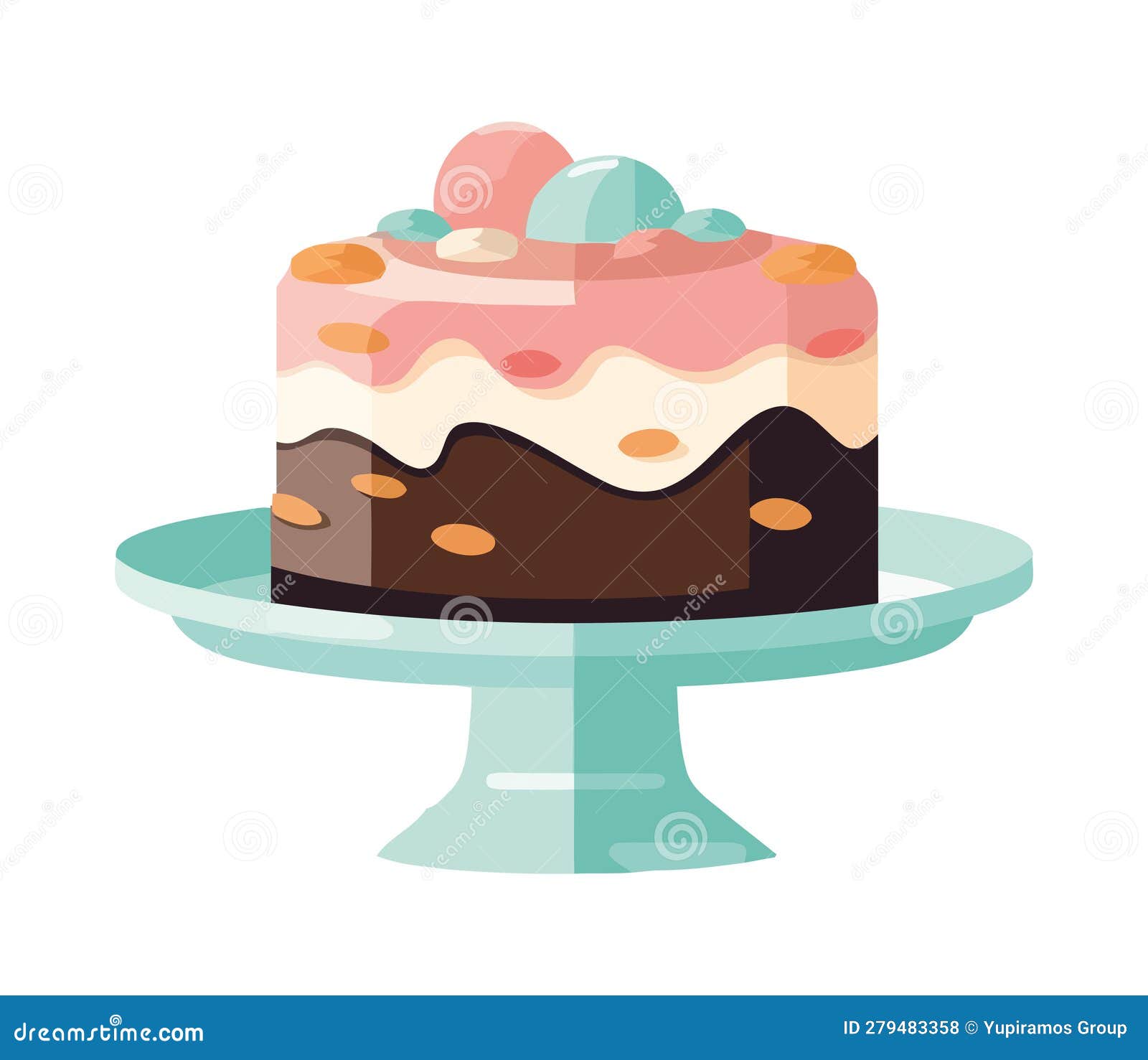 Sweet Birthday Cake on Stand Stock Vector Illustration of isolated