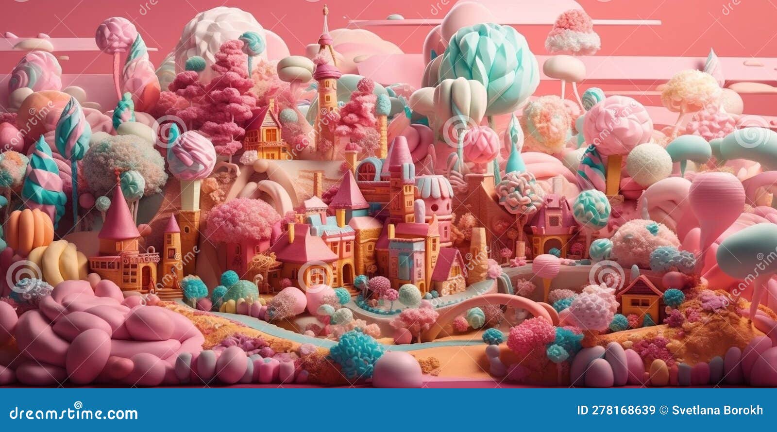 Sweet Candy World Fairy Landscape, Panorama. Sweets, Candies, Caramel Stock  Illustration - Illustration of sweet, dream: 278168639