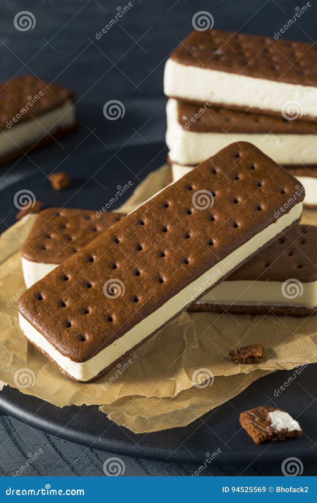 Sweet Chocolate and Vanilla Ice Cream Sandwich Stock Image Image of