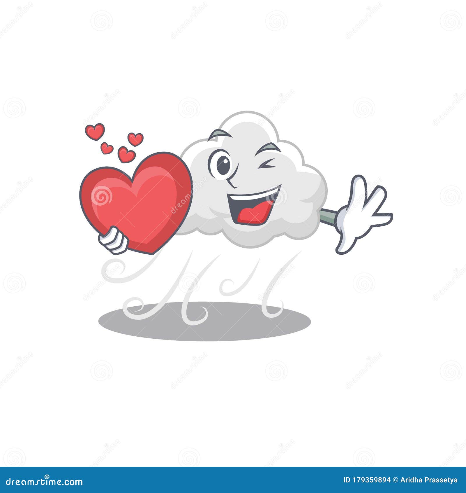 A Sweet Cloudy Windy Cartoon Character Style with a Heart Stock Vector -  Illustration of mascot, meteorology: 179359894