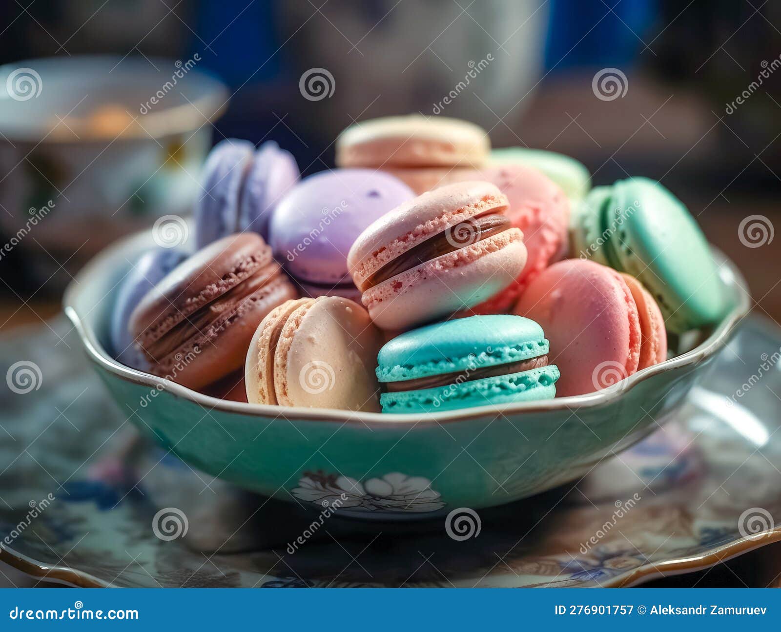 Sweet and Colourful French Macaroons on Retro-vintage Background. Ai ...