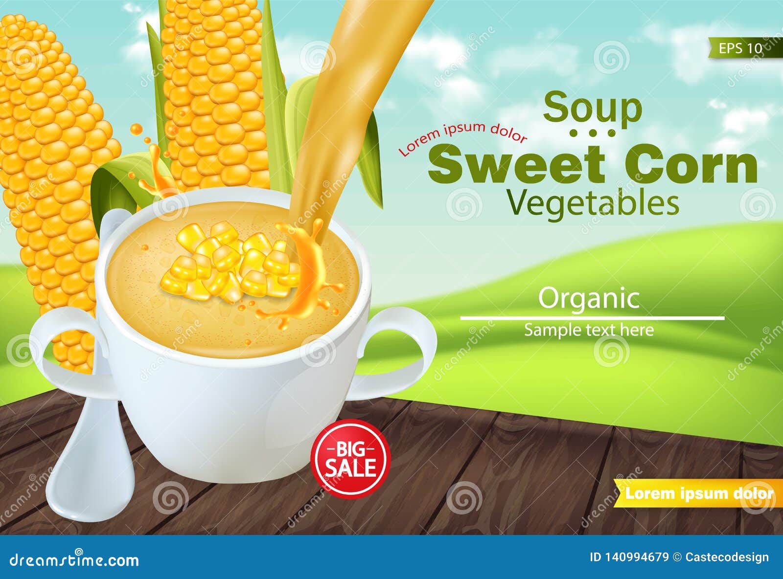 Download Sweet Corn Soup In A Bowl Vector Realistic. Product ...