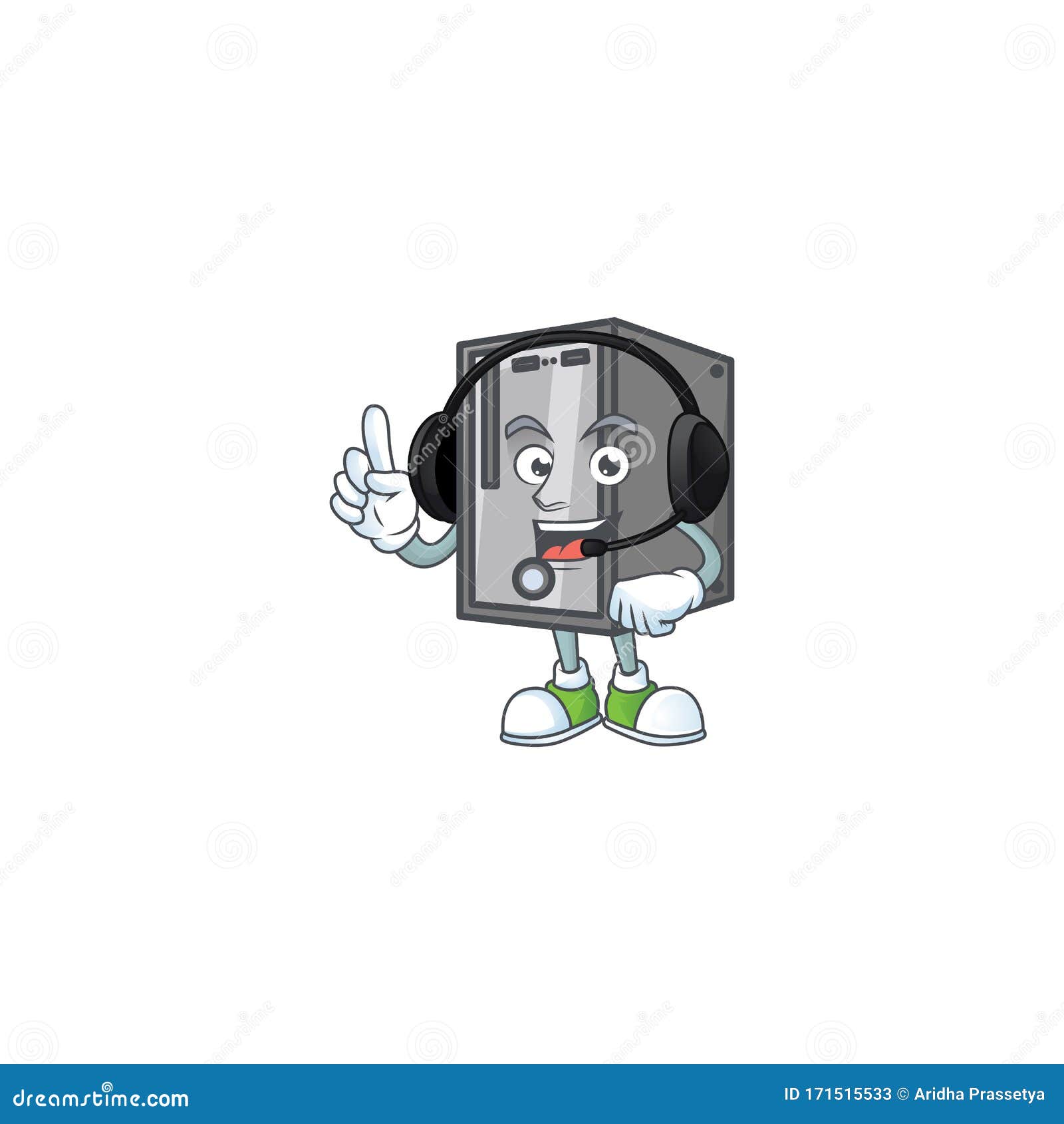 Sweet CPU Cartoon Character Design Speaking on a Headphone Stock Vector -  Illustration of happy, hands: 171515533