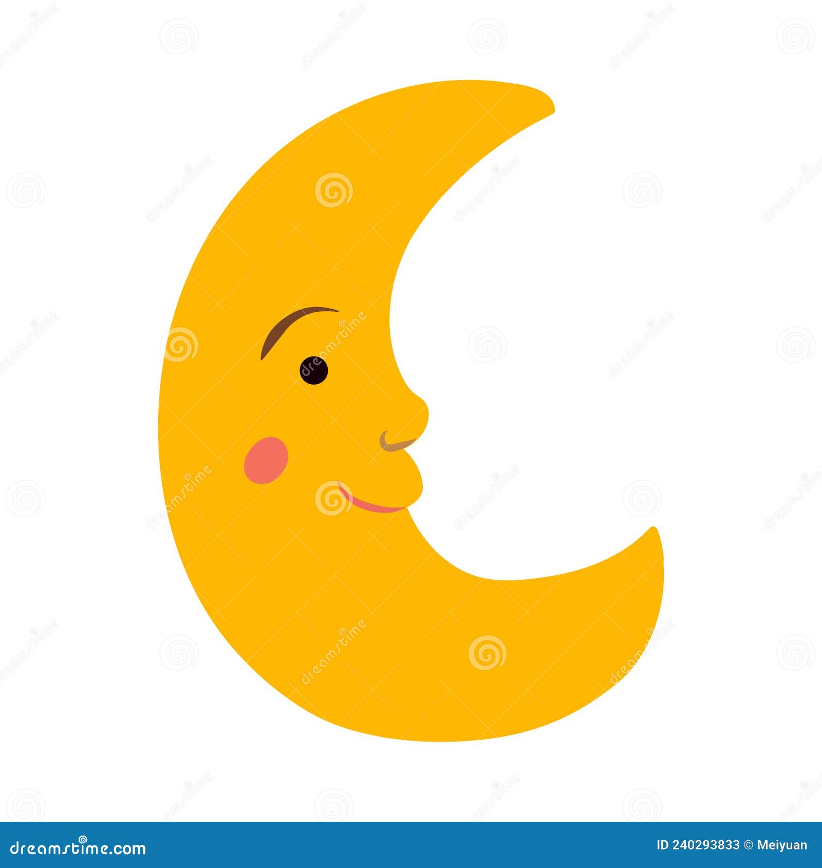 Sweet Crescent Smiles. Cartoon and Naive Design Style Illustration ...