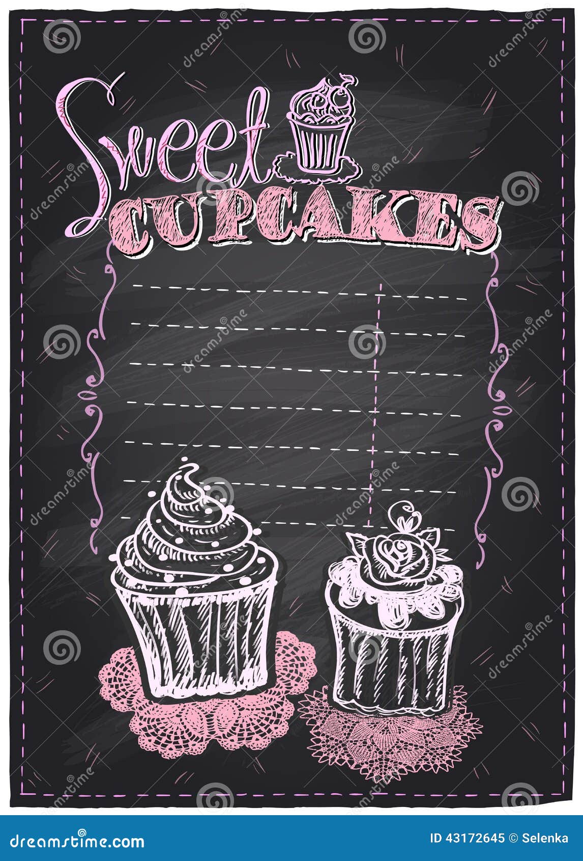 Sweet cupcakes chalkboard. stock vector. Illustration of order - 43172645