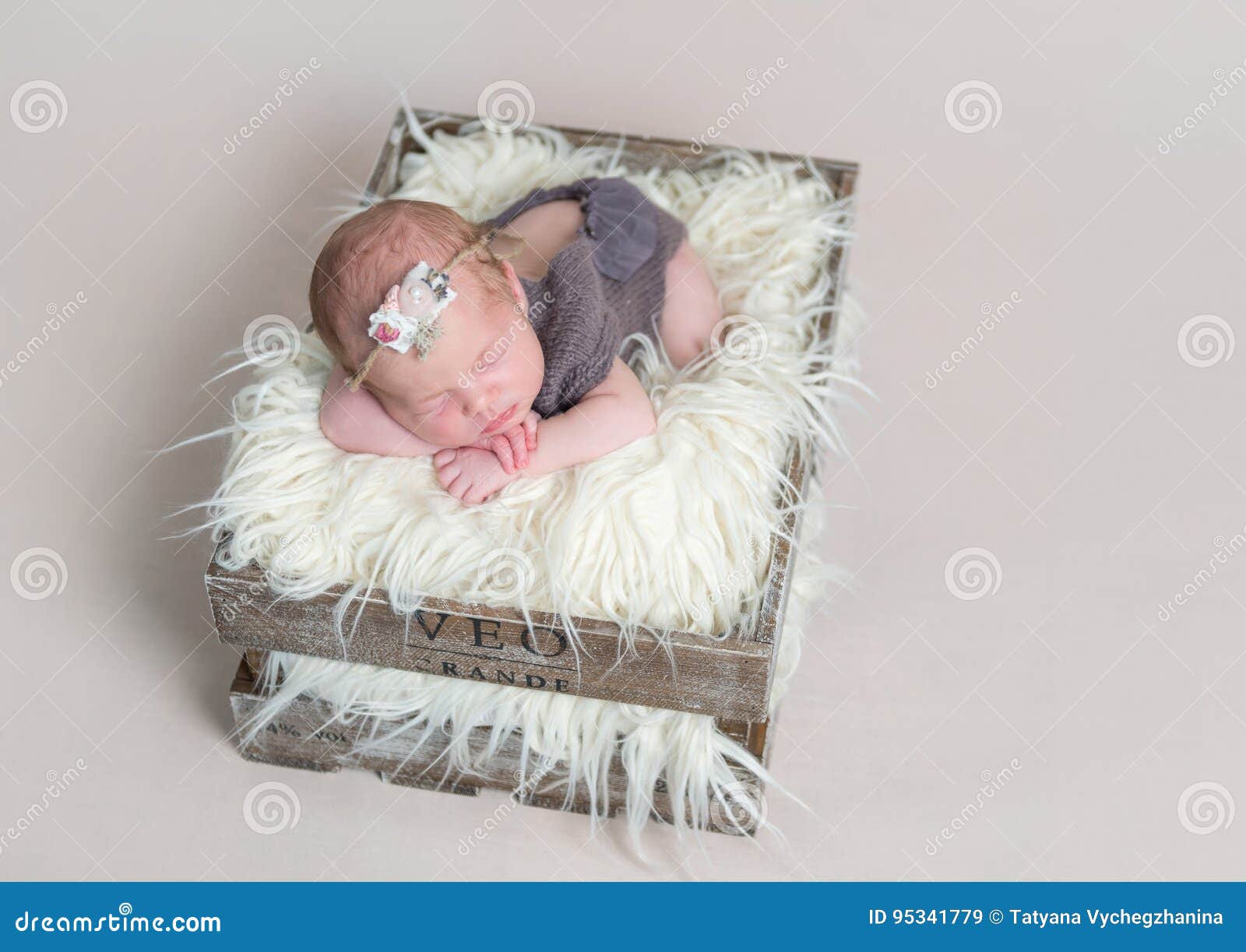 Sweet Cute Baby Girl Sleeping on Her Belly Stock Image - Image of ...