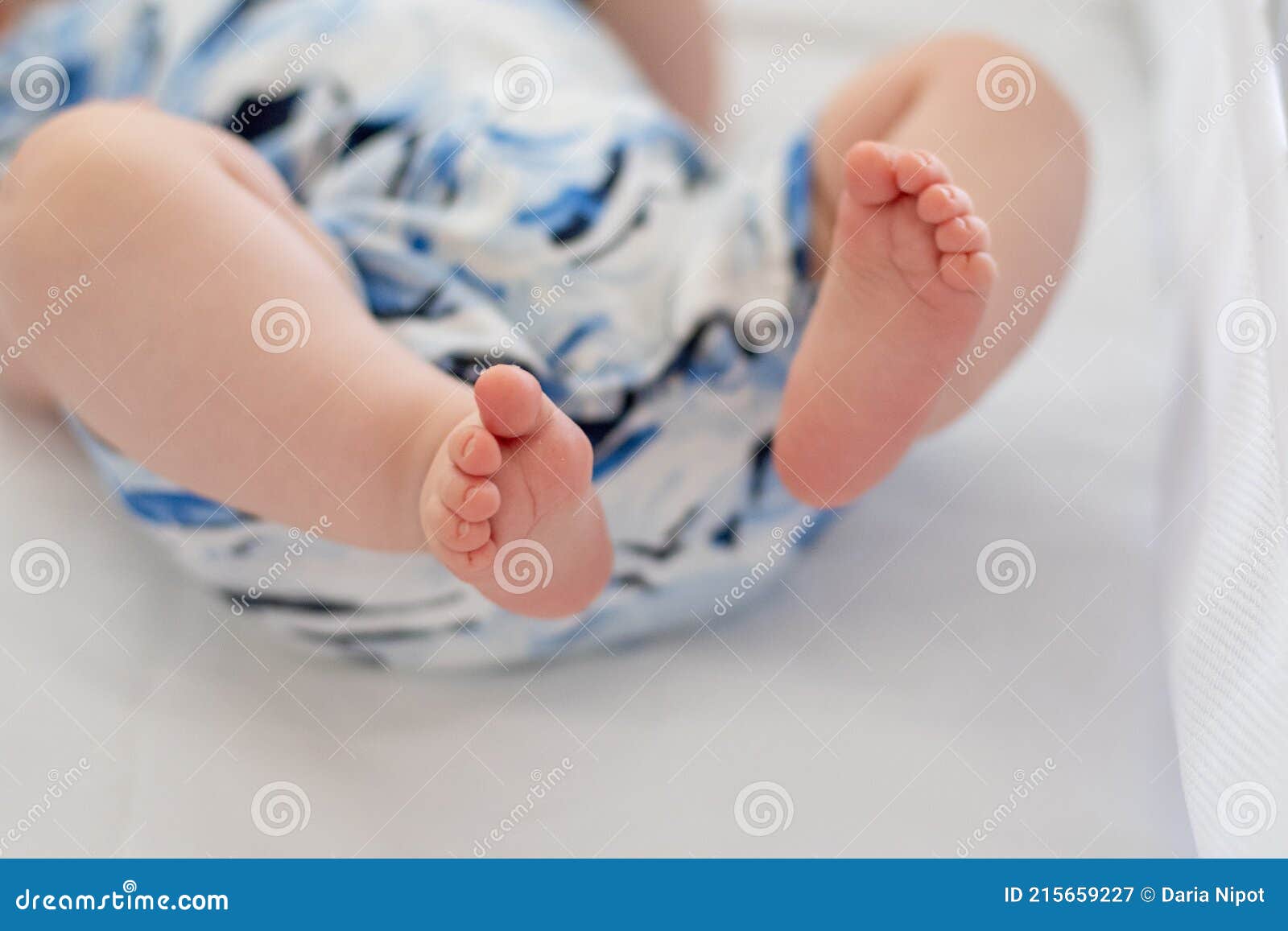 Sweet Cute Infant Baby Boy Toes on a White Blanket Stock Image ...