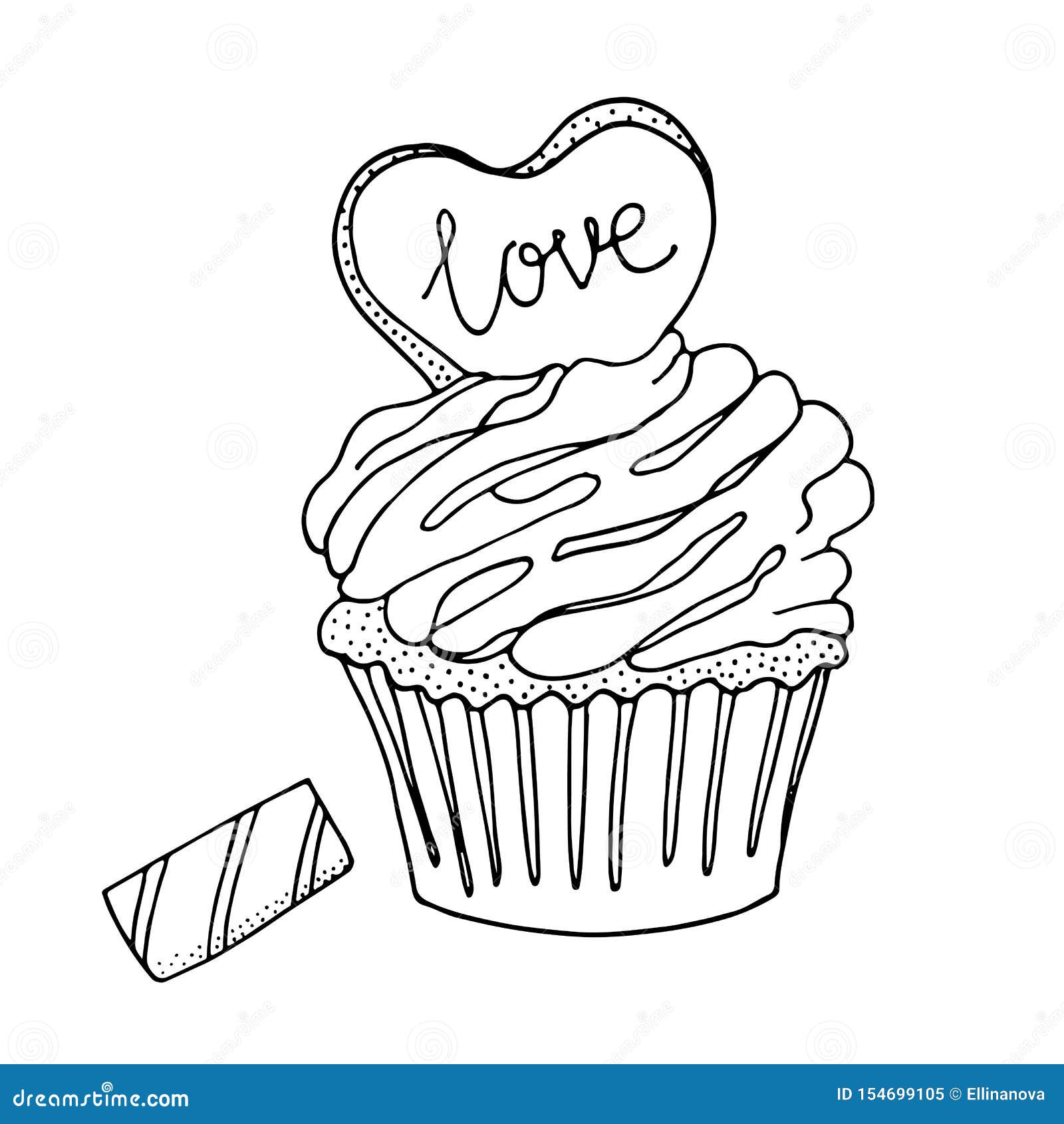 sweet dessert for coloring book or page stock vector
