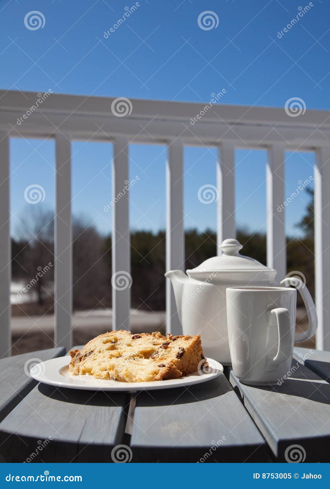 Sweet dessert on a patio stock image. Image of table, bread 8753005