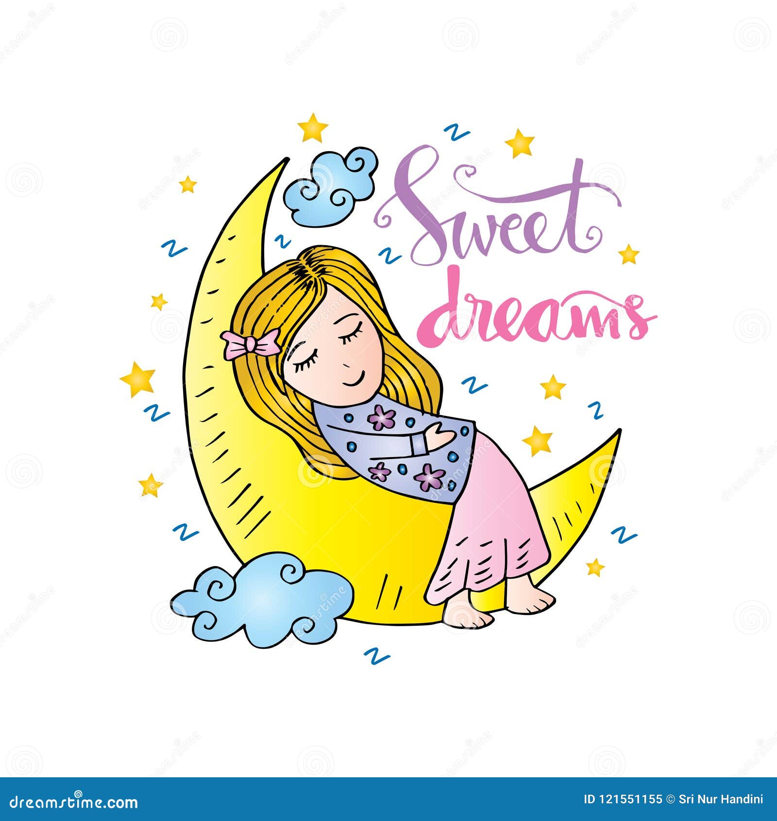 Sweet dream stock illustration. Illustration of drawing - 121551155