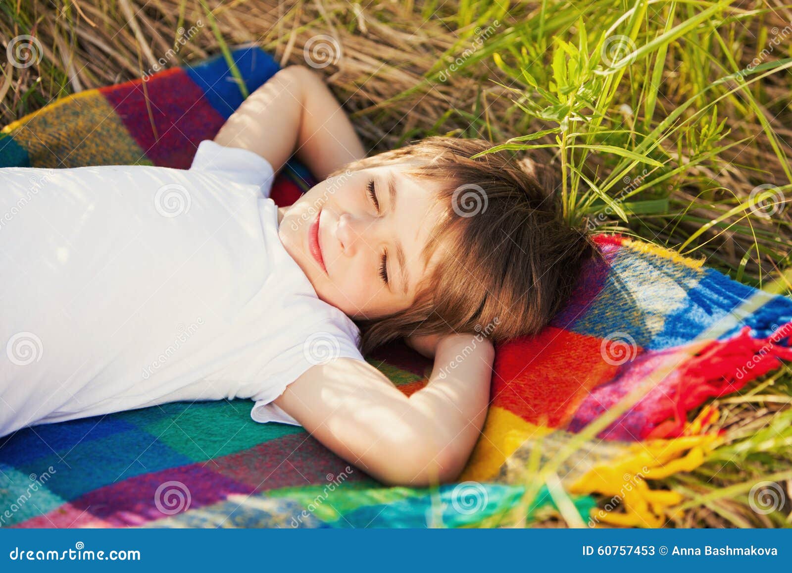 Sweet Dream of a Little Boy Stock Image Image of healthy, grass 60757453