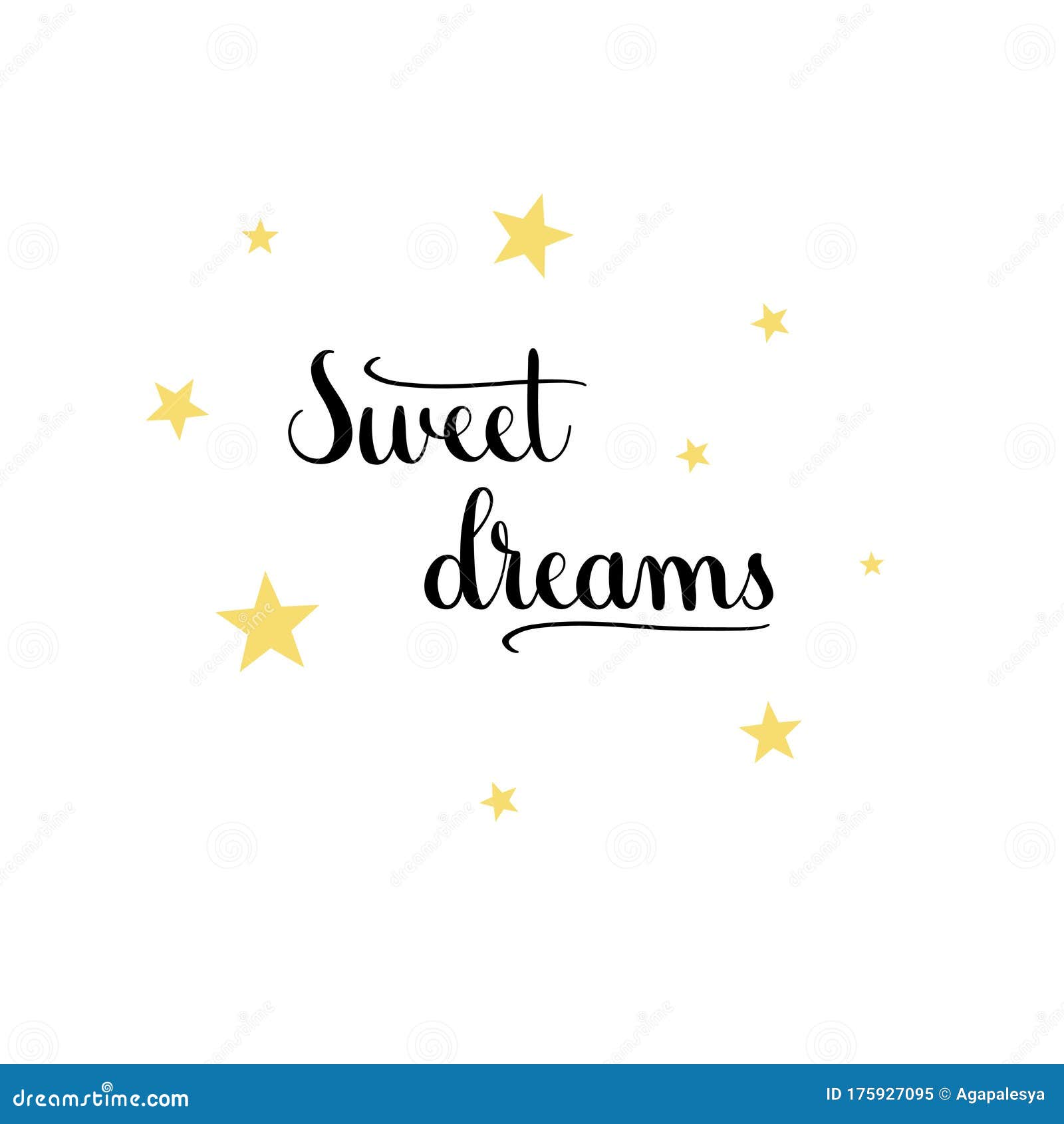 Sweet Dreams. Handwritten Phrase on White Background. Vector Text ...
