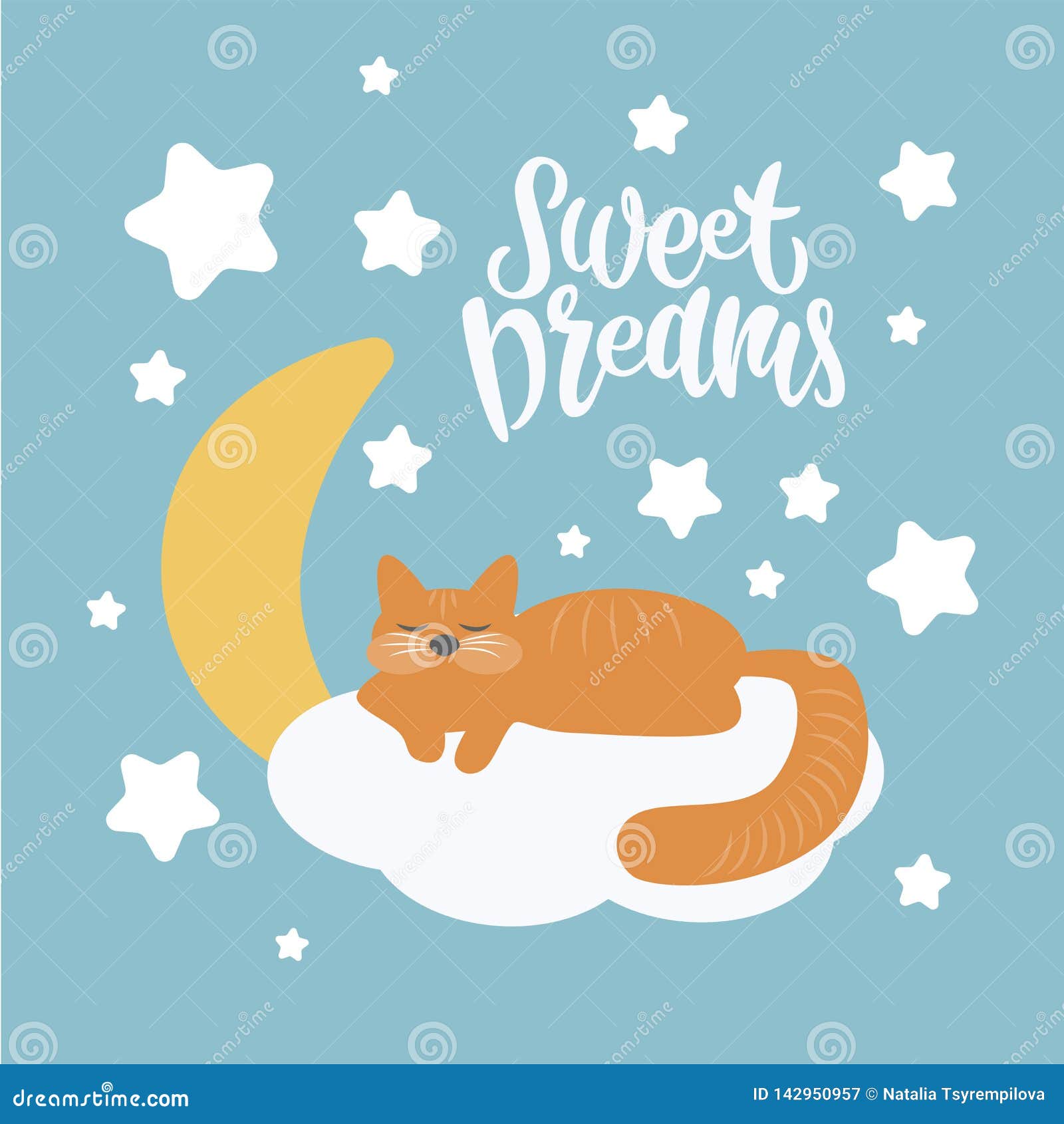 Sweet Dreams Colorful Hand Drawn Vector Illustration Stock Vector ...