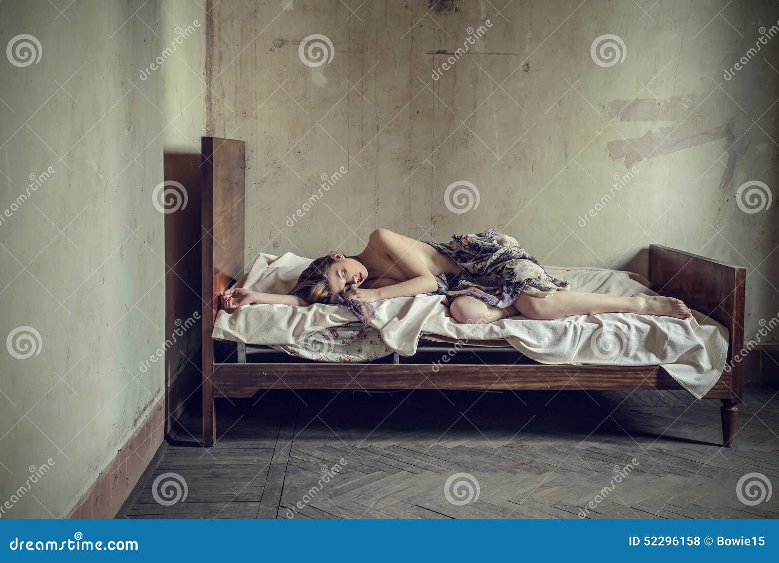 Sweet dreams. Young woman sleeping on bed