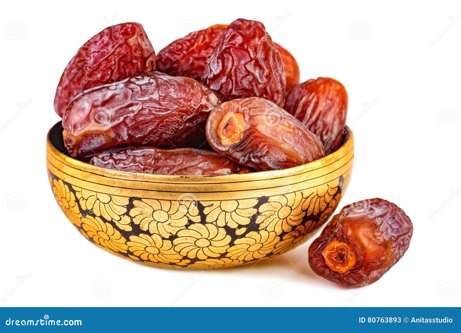 Sweet Dried Dates in Oriental Cup Stock Image Image of shot, gold