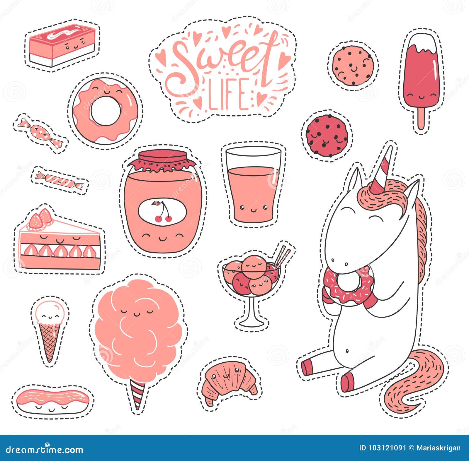 Sweet Food Stickers Stock Vector Illustration Of Cartoon 103121091