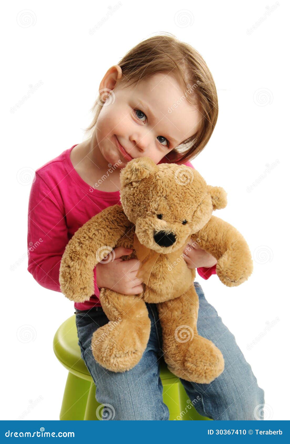 Sweet Girl Holding A Teddy Bear Stock Photo Image of 