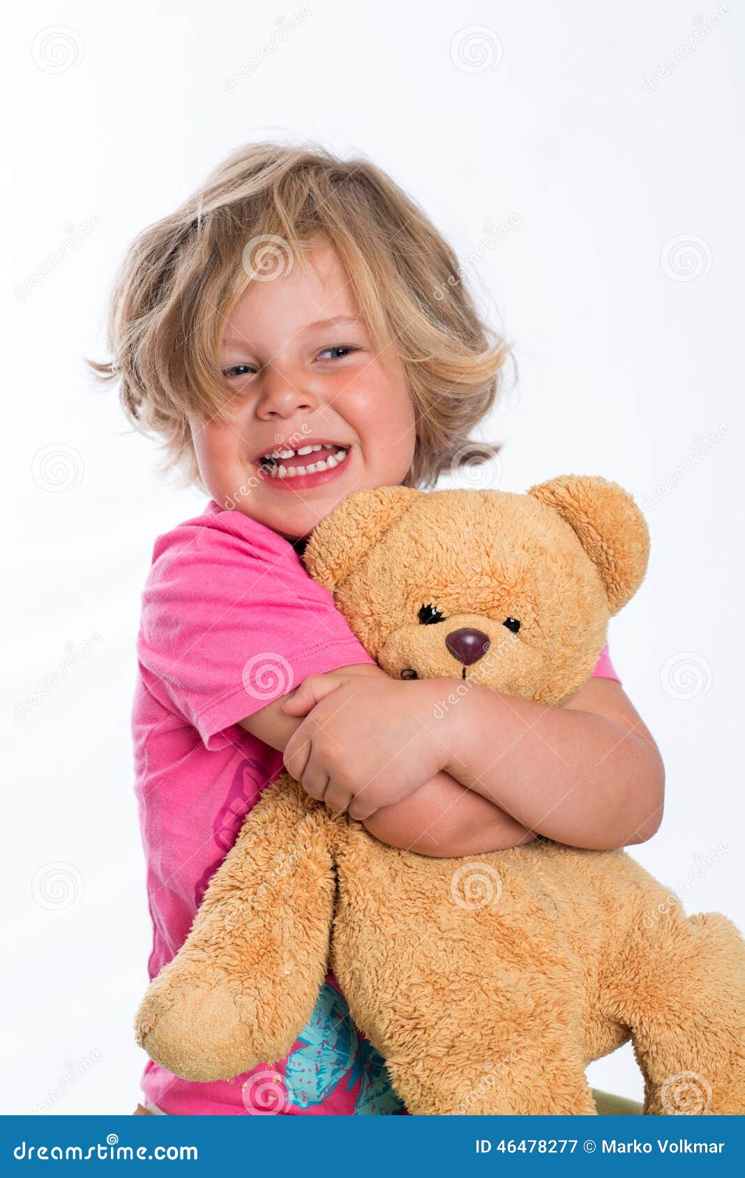 Sweet girl with teddy stock image. Image of face, bear - 46478277