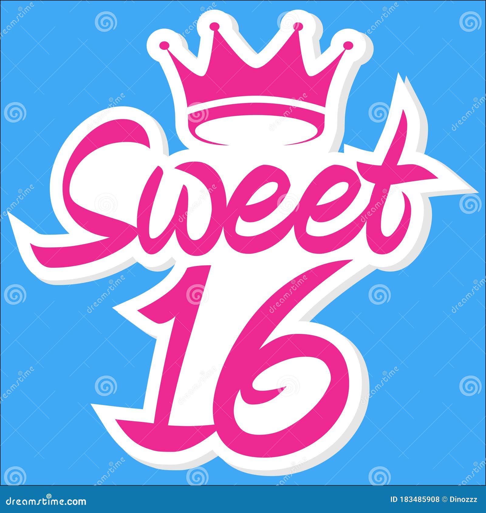 sweet 16 greeting card with crown, celebrating 16th anniversary, 