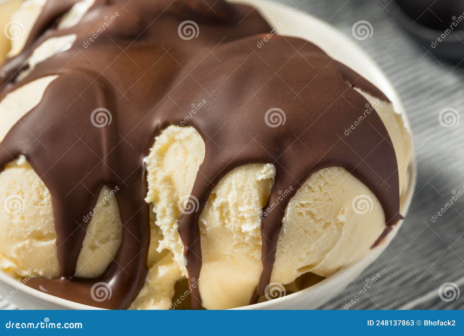Sweet Hard Chocolate Shell Ice Cream Sundae Stock Image Image of