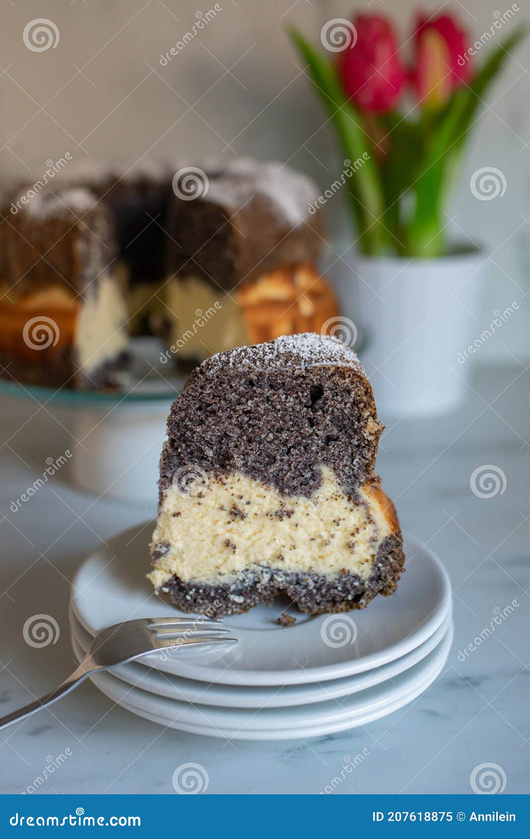 Sweet Home Made Poppy Seed Vanilla Cheesecake Stock Image Image of