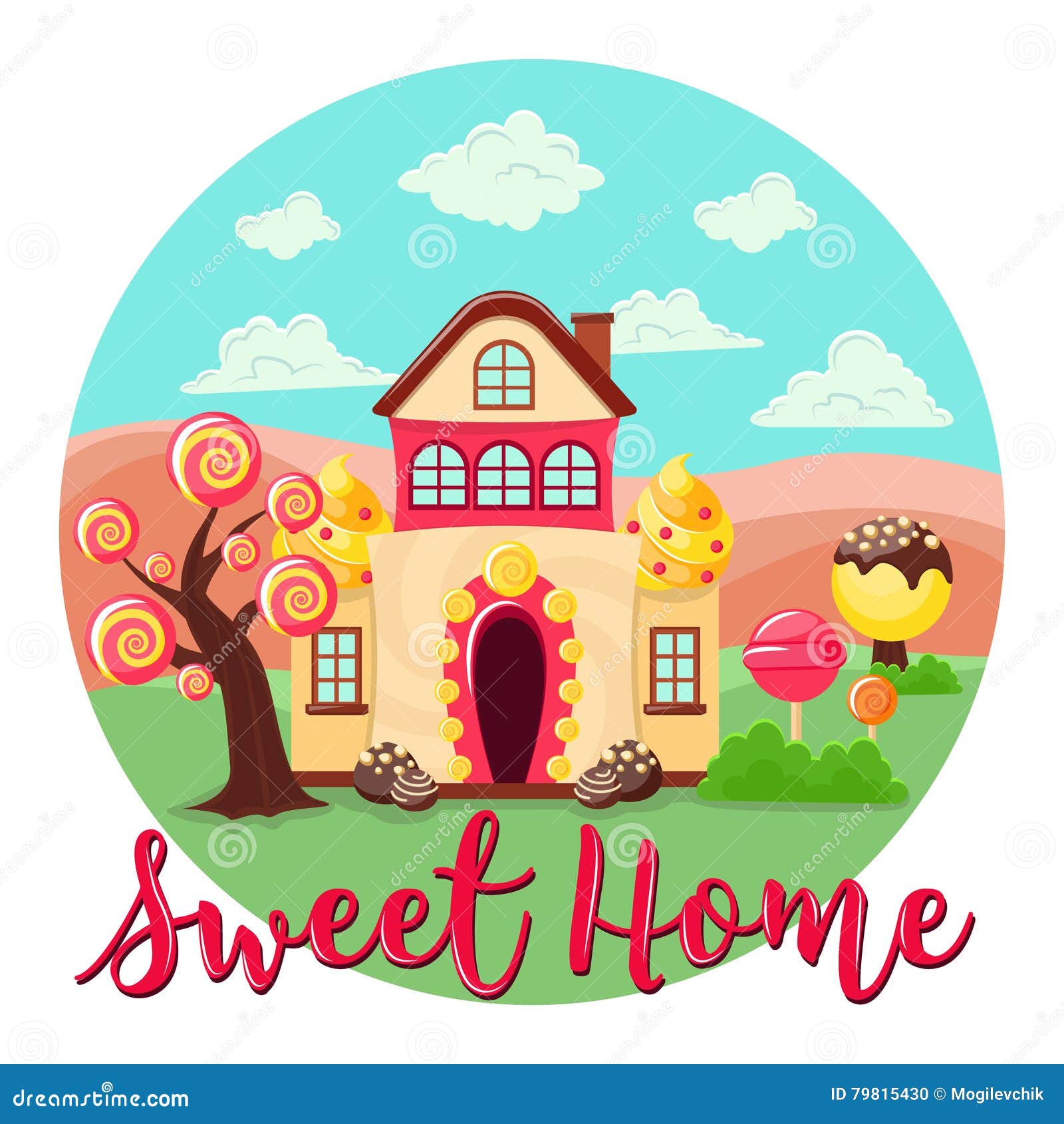 Sweet Home Round Composition Stock Vector - Illustration of fantasy,  caramel: 79815430