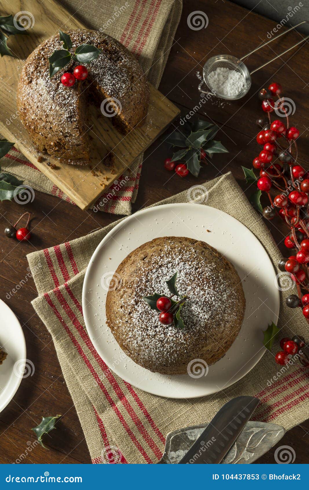 Sweet Homemade Christmas Figgy Pudding Stock Image - Image of leaves ...