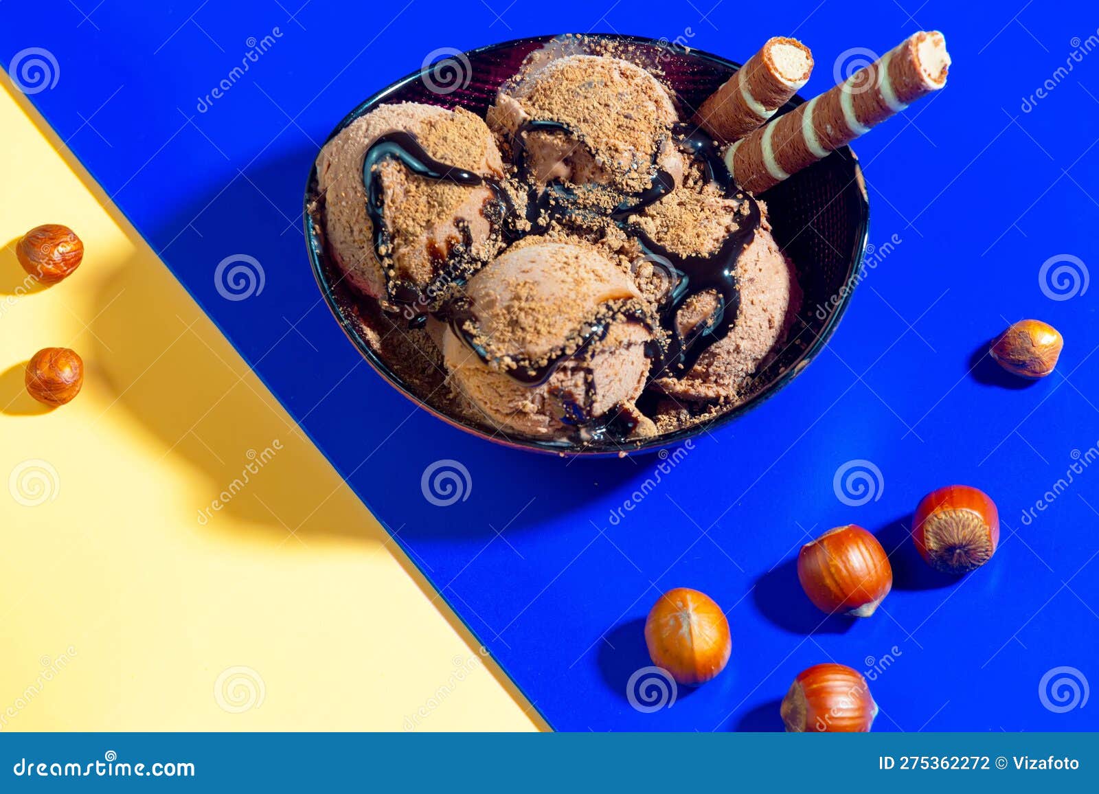 Sweet Ice Cream Balls in a Spoon Stock Photo Image of background