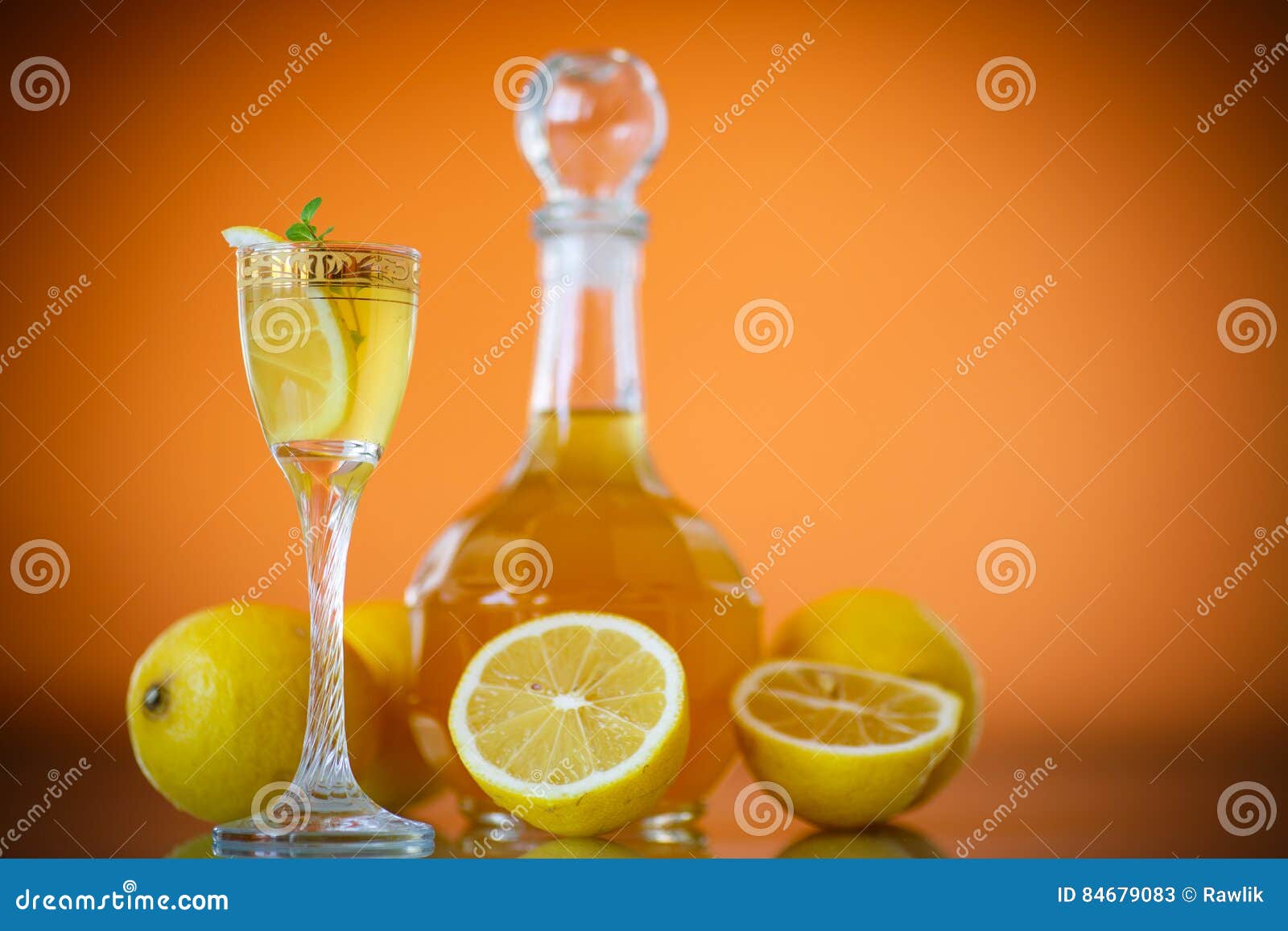 Sweet Lemon Alcoholic Brandy In The Decanter Stock Image Image of food, drink 84679083