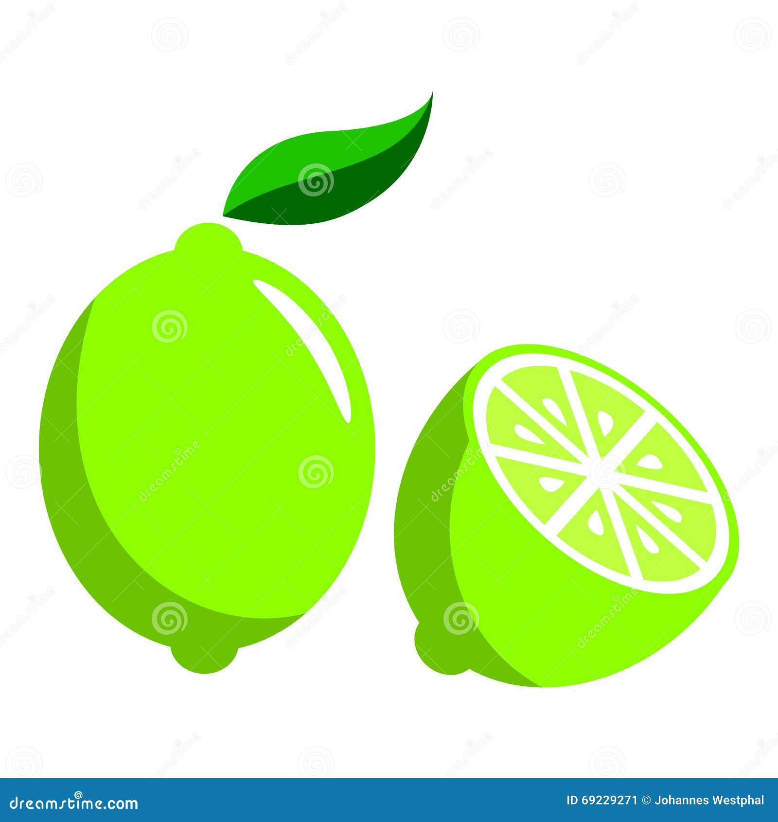 Sweet Lime Set Full and Sliced Vector Stock Vector Illustration of