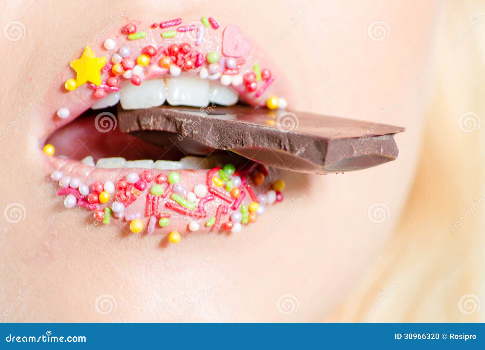 Sweet Lips and Chocolate Bar Stock Photo Image of love, cute 30966320